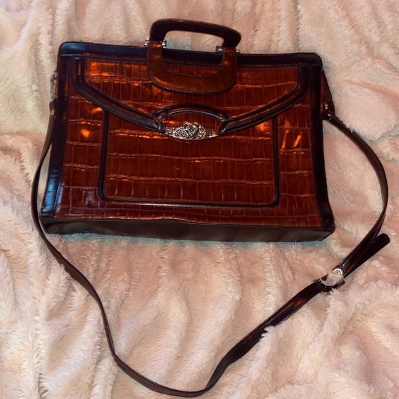 17 pocket croc embossed briefcase - Picture 1 of 13